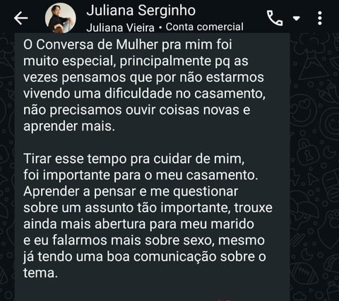 Depoimento de Juliana Serginho